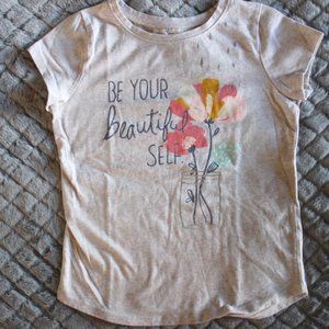 Jumping Beans Girls Beige Be Your Beautiful Self Short Sleeve T-Shirt ~6X~